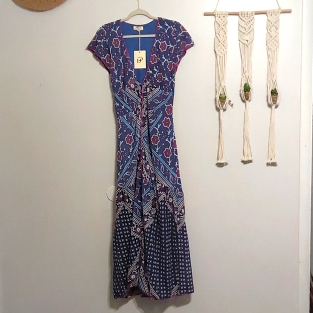 Chasing Unicorns Paisley Floral Cap Sleeve Maxi Dress